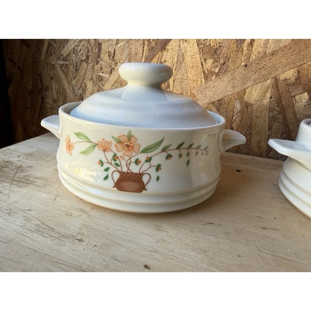 Pair Of  Covered Casserole Dishes from the JMP Countryside Stoneware Collection